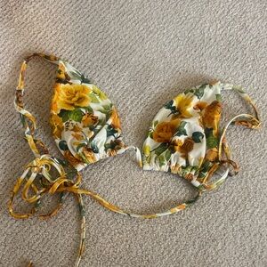 Onia Yellow Floral Triangle Bikini Top
